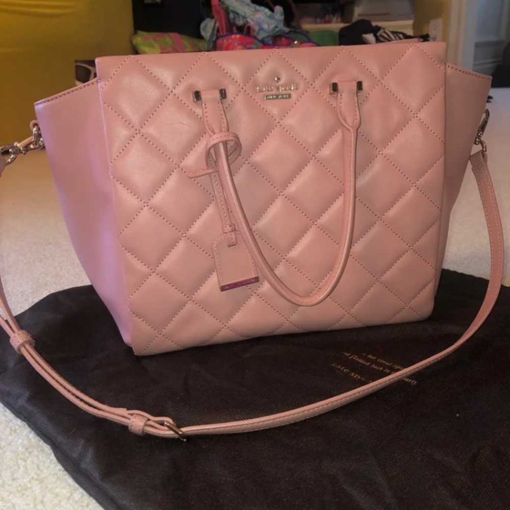 Rose pink Kate spade purse with handles and strap
